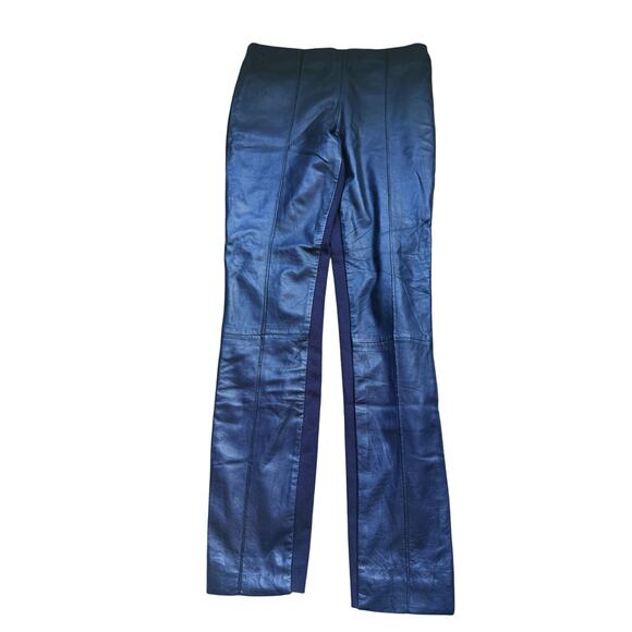 Marciano 100% Lamb Leather Front Leggings Small Dark Blue Edgy Lived in Luxe - Picture 3 of 12